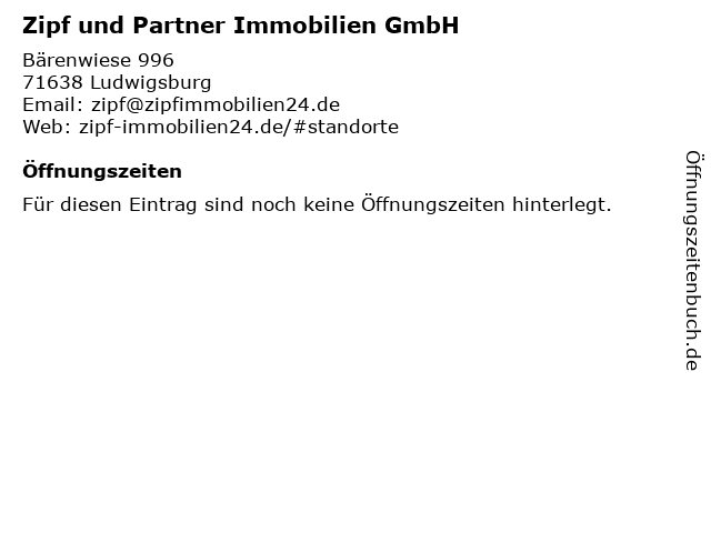 Zipf und Partner Immobilien GmbH in Ludwigsburg: Adresse und Öffnungszeiten