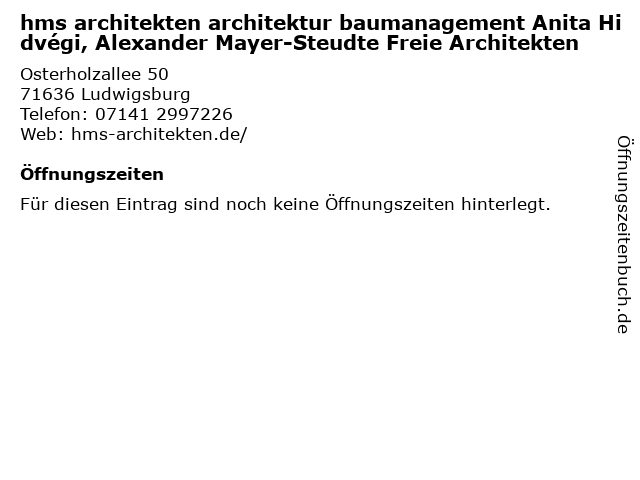 hms architekten architektur baumanagement Anita Hidvégi, Alexander Mayer-Steudte Freie Architekten in Ludwigsburg: Adresse und Öffnungszeiten