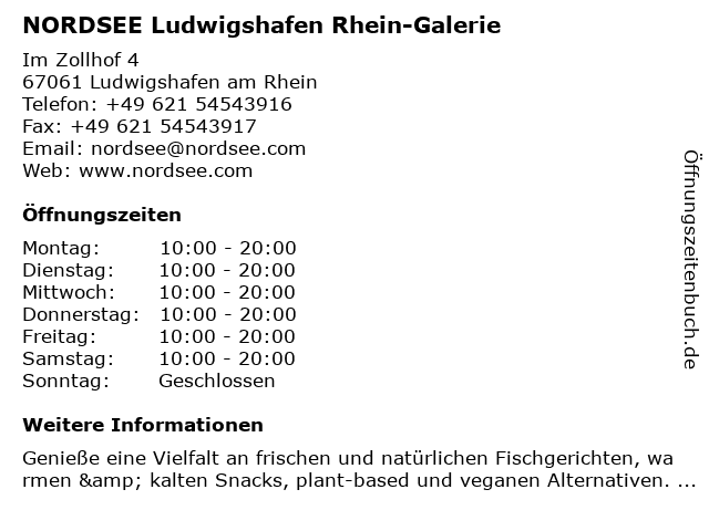 NORDSEE Ludwigshafen Rhein-Galerie in Ludwigshafen am Rhein: Adresse und Öffnungszeiten