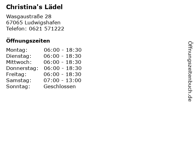 Christina's Lädel in Ludwigshafen: Adresse und Öffnungszeiten