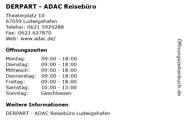 DERPART - ADAC Reisebüro in Ludwigshafen: Adresse und Öffnungszeiten