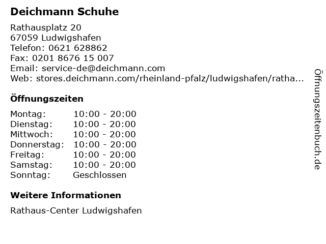 Deichmann Schuhe in Ludwigshafen: Adresse und Öffnungszeiten