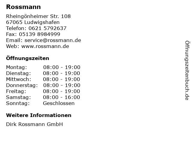 Rossmann in Ludwigshafen: Adresse und Öffnungszeiten