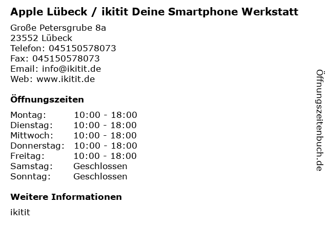 Apple Lübeck / ikitit Deine Smartphone Werkstatt in Lübeck: Adresse und Öffnungszeiten