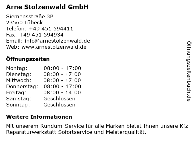Arne Stolzenwald GmbH in Lübeck: Adresse und Öffnungszeiten