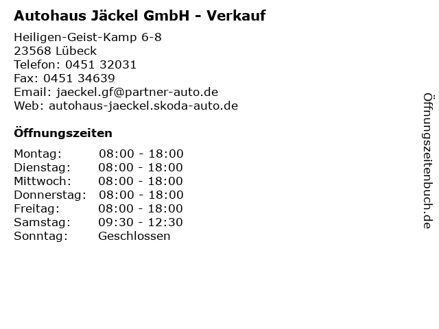Autohaus Jäckel GmbH - Verkauf in Lübeck: Adresse und Öffnungszeiten
