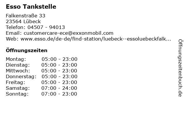 Esso Tankstelle in Lübeck: Adresse und Öffnungszeiten