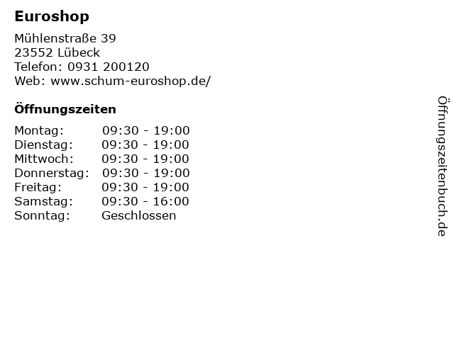 Euroshop in Lübeck: Adresse und Öffnungszeiten