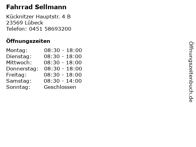 Fahrrad Sellmann in Lübeck: Adresse und Öffnungszeiten