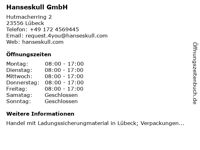 Hanseskull GmbH in Lübeck: Adresse und Öffnungszeiten