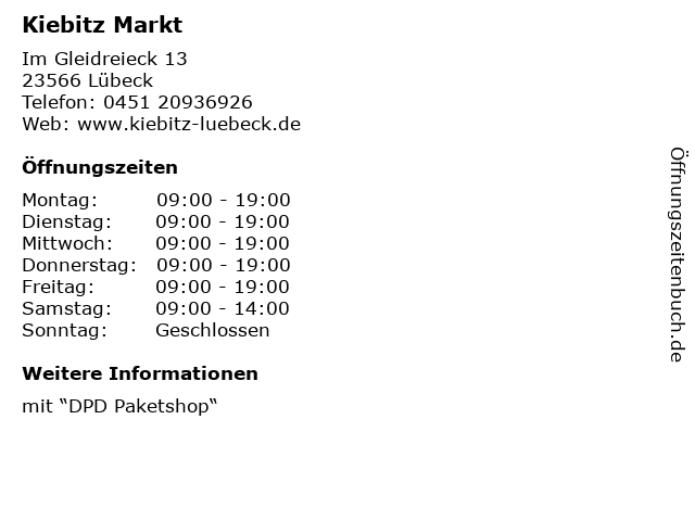 Kiebitz Markt in Lübeck: Adresse und Öffnungszeiten