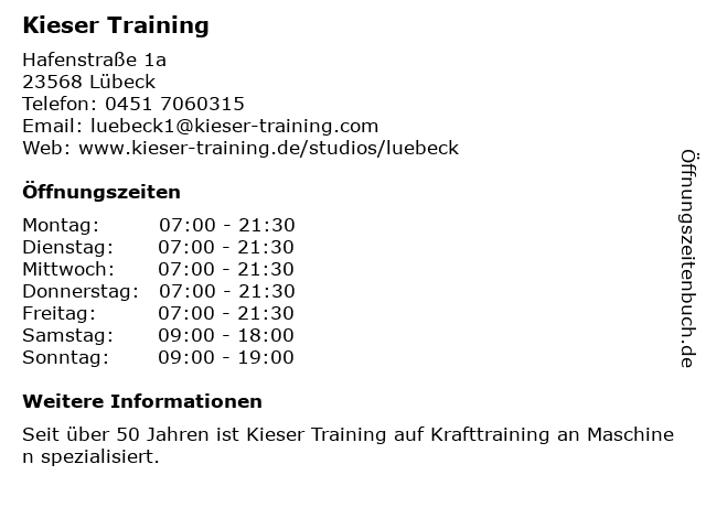 Kieser Training in Lübeck: Adresse und Öffnungszeiten