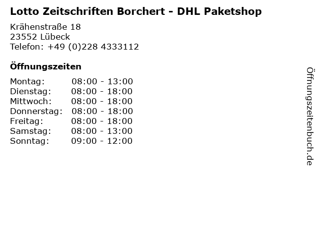 Lotto Zeitschriften Borchert - DHL Paketshop in Lübeck: Adresse und Öffnungszeiten