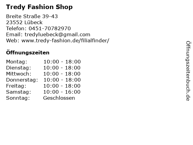 Tredy Fashion Shop in Lübeck: Adresse und Öffnungszeiten