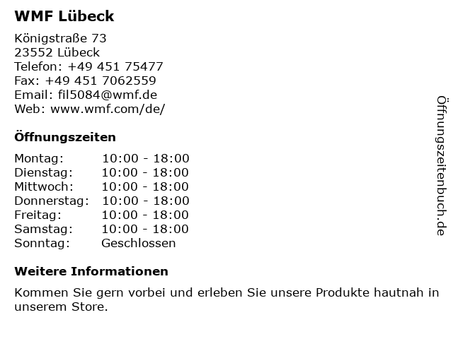 WMF Lübeck in Lübeck: Adresse und Öffnungszeiten