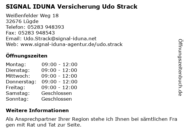 SIGNAL IDUNA Versicherung Udo Strack in Lügde: Adresse und Öffnungszeiten