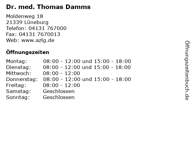 Dr. med. Thomas Damms in Lüneburg: Adresse und Öffnungszeiten