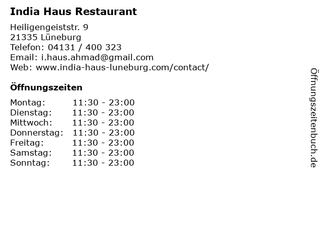 ᐅ Offnungszeiten India Haus Restaurant Heiligengeiststr 9 In