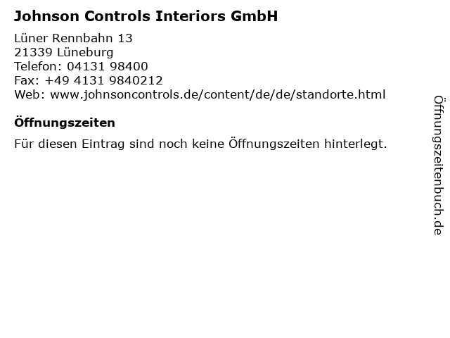 ᐅ Offnungszeiten Johnson Controls Interiors Gmbh Luner