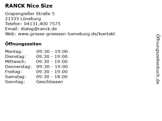 RANCK Nice Size in Lüneburg: Adresse und Öffnungszeiten