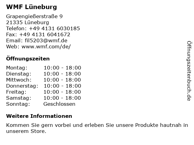 WMF in Lüneburg: Adresse und Öffnungszeiten