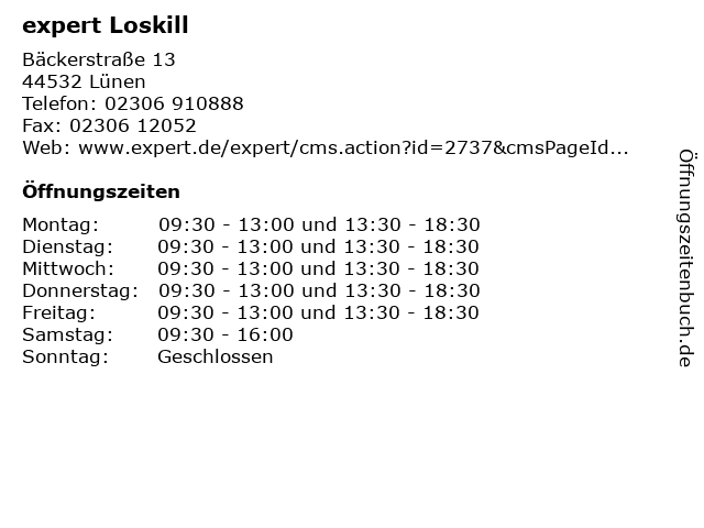 expert Loskill in Lünen: Adresse und Öffnungszeiten