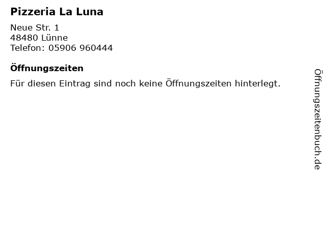 Pizzeria La Luna in Lünne: Adresse und Öffnungszeiten