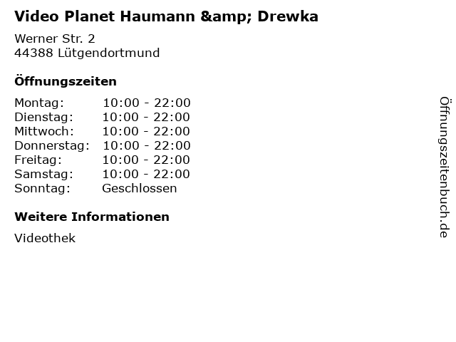 Video Planet Haumann & Drewka in Lütgendortmund: Adresse und Öffnungszeiten