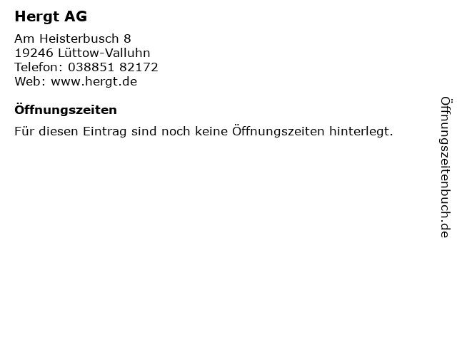 Hergt AG in Lüttow-Valluhn: Adresse und Öffnungszeiten