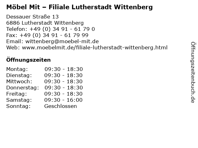 ᐅ Öffnungszeiten „Möbel Mit Filiale Lutherstadt