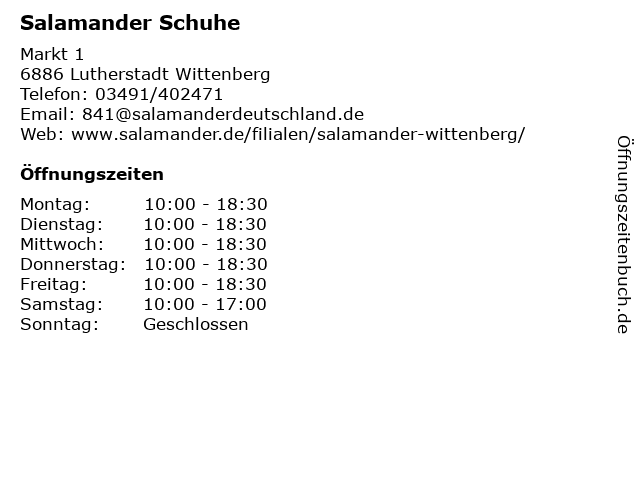 Salamander Schuhe in Lutherstadt Wittenberg: Adresse und Öffnungszeiten