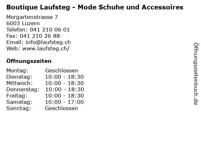 Boutique Laufsteg - Mode Schuhe und Accessoires in Luzern: Adresse und Öffnungszeiten