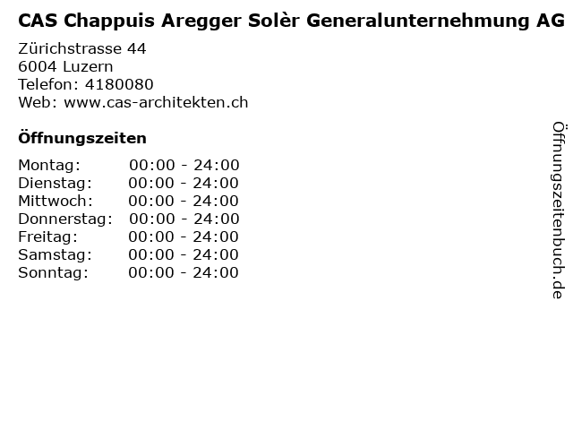 CAS Chappuis Aregger Solèr Generalunternehmung AG in Luzern: Adresse und Öffnungszeiten