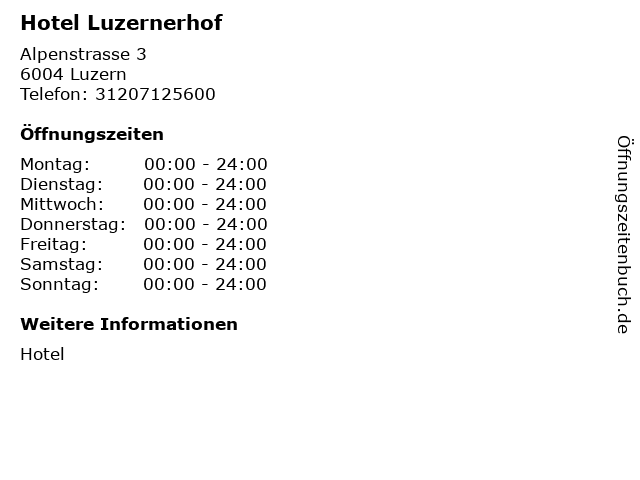 Hotel Luzernerhof in Luzern: Adresse und Öffnungszeiten