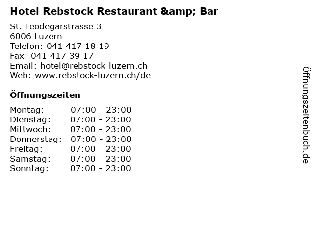 Hotel Rebstock Restaurant & Bar in Luzern: Adresse und Öffnungszeiten