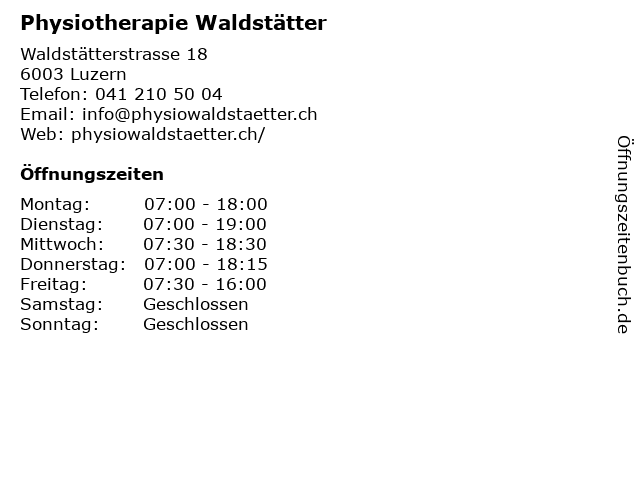Physiotherapie Waldstätter in Luzern: Adresse und Öffnungszeiten