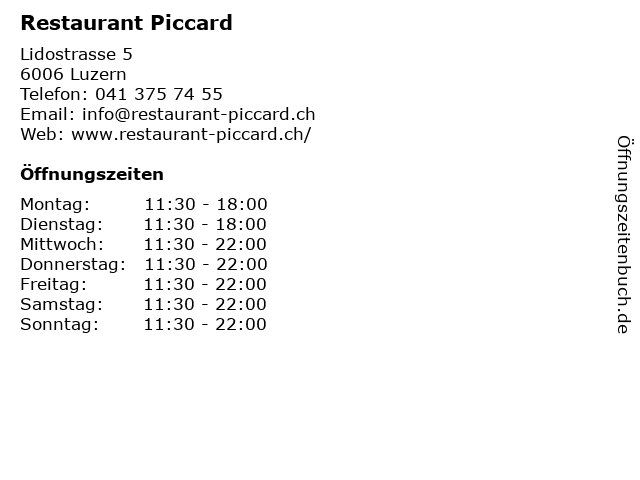 Restaurant Piccard in Luzern: Adresse und Öffnungszeiten