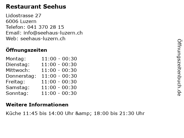 Restaurant Seehus in Luzern: Adresse und Öffnungszeiten