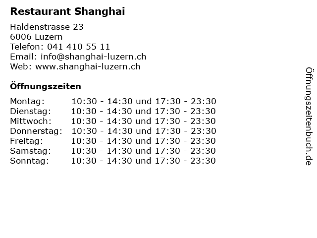 Restaurant Shanghai in Luzern: Adresse und Öffnungszeiten