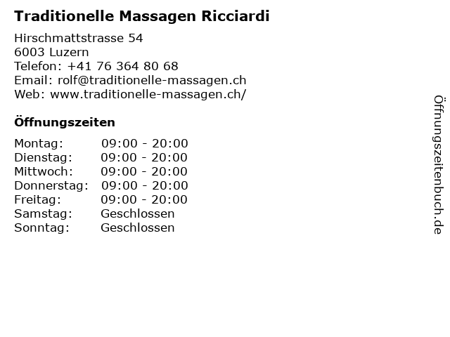Traditionelle Massagen Ricciardi in Luzern: Adresse und Öffnungszeiten