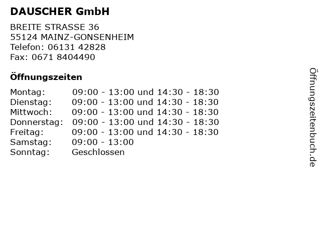 DAUSCHER GmbH in MAINZ-GONSENHEIM: Adresse und Öffnungszeiten