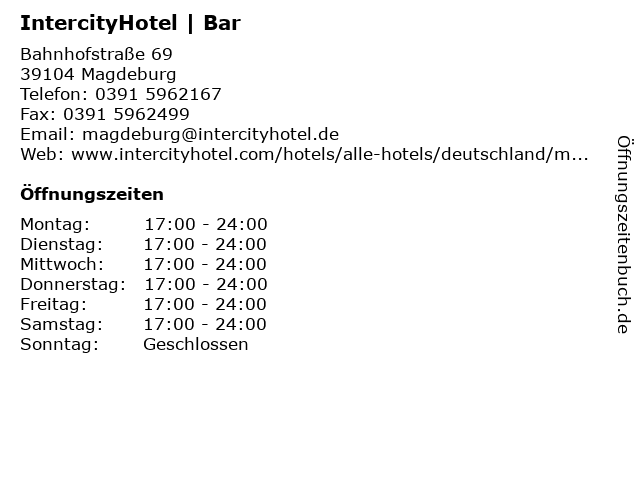 IntercityHotel | Bar in Magdeburg: Adresse und Öffnungszeiten
