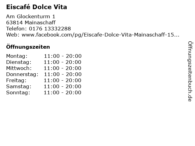 Eiscafé Dolce Vita in Mainaschaff: Adresse und Öffnungszeiten