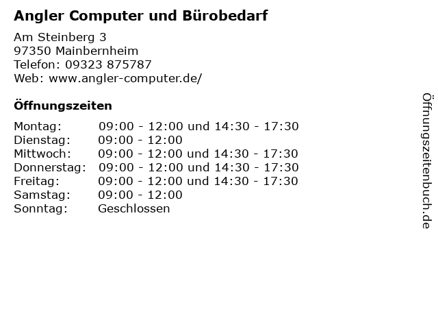 Angler Computer und Bürobedarf in Mainbernheim: Adresse und Öffnungszeiten