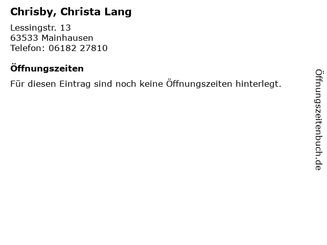 Chrisby, Christa Lang in Mainhausen: Adresse und Öffnungszeiten