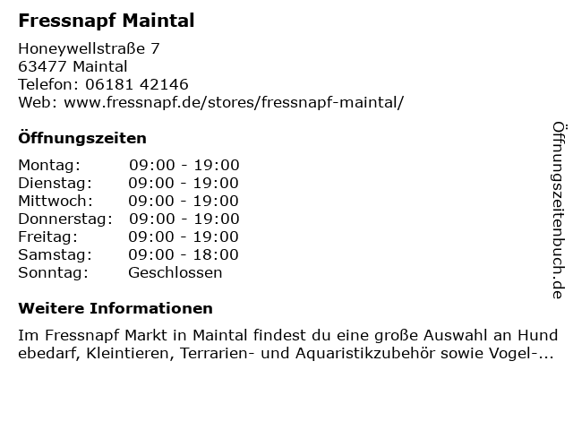Fressnapf Maintal in Maintal: Adresse und Öffnungszeiten