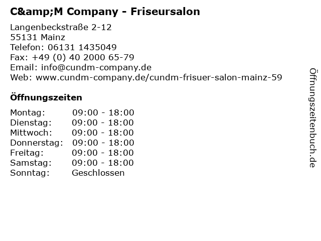 C&M Company - Friseursalon in Mainz: Adresse und Öffnungszeiten