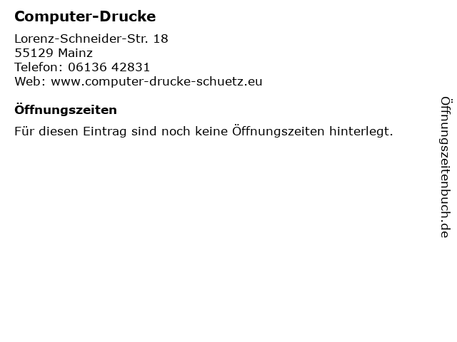 Computer-Drucke in Mainz: Adresse und Öffnungszeiten