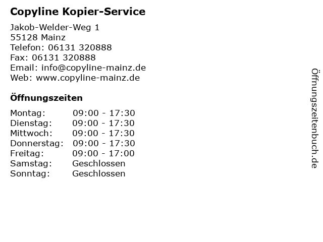 Copyline Kopier-Service in Mainz: Adresse und Öffnungszeiten