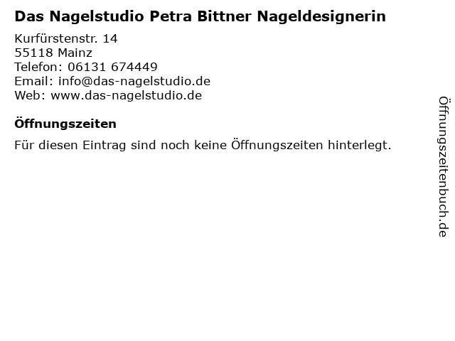 Das Nagelstudio Petra Bittner Nageldesignerin in Mainz: Adresse und Öffnungszeiten